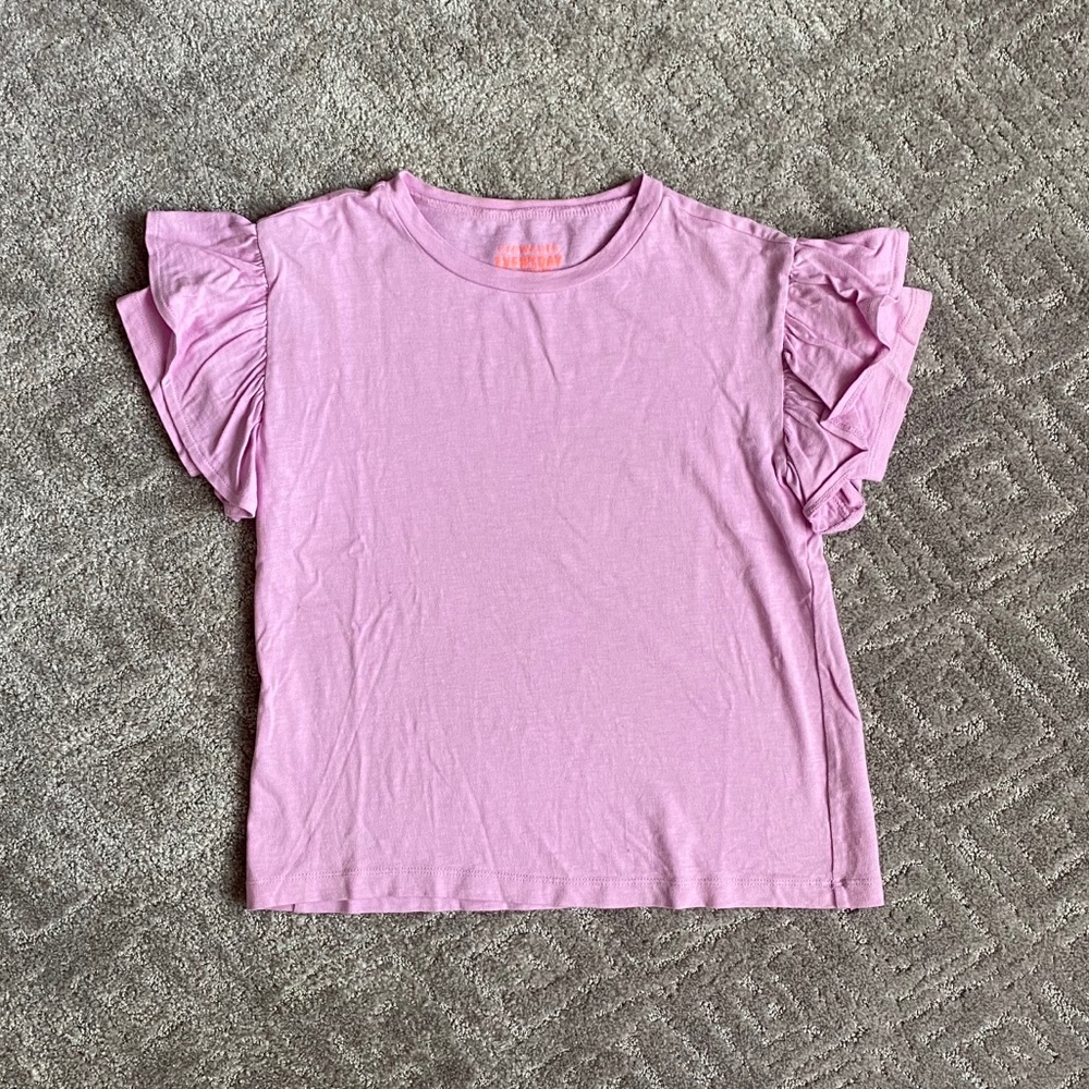 GIRLS crewcuts orchid ruffle sleeve tee sz 10